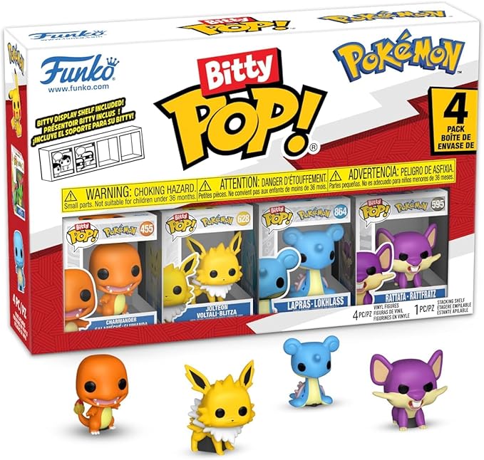 Funko Bitty Pop! Pokemon Pack da 4 - 2,5 cm (Charmander, Jolteon, Lapras, Rattata)
