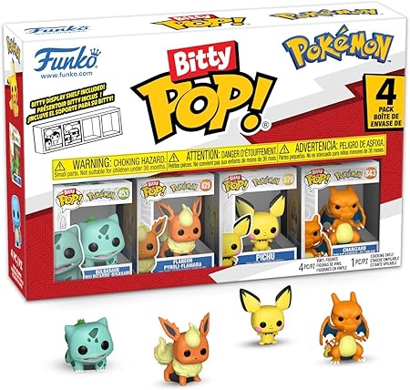 Funko Bitty Pop! Pokemon Pack da 4 - 2,5 cm (Bulbasaur, Flareon, Pichu, Charizard)