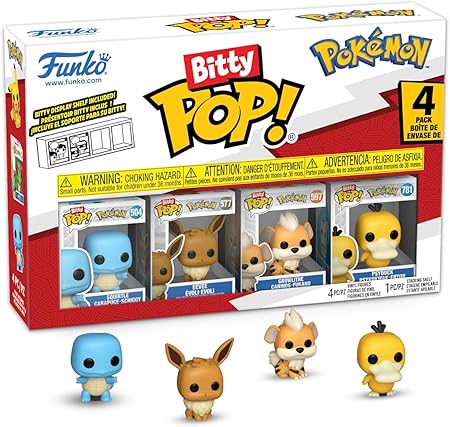Funko Bitty Pop! Pokemon Pack da 4 - 2,5 cm (Squirtle, Eevee, Growlithe, Psyduck)