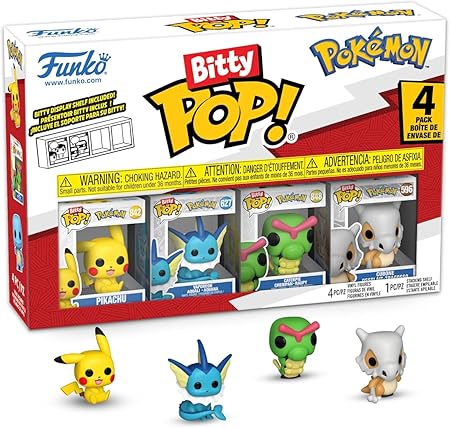 Funko Bitty Pop! Pokemon Pack da 4 - 2,5 cm (Pikachu, Vaporeon, Caterpie, Cubone)