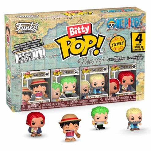 Funko Bitty Pop! One Piece Pack da 4 - 2,5 cm (Luffy, Zoro, Morgan, Shanks)