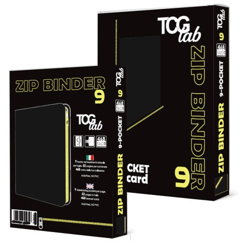 TcgLab - Album 9 - 9 Tasche con Zip Gialla - 468 slot - Nero